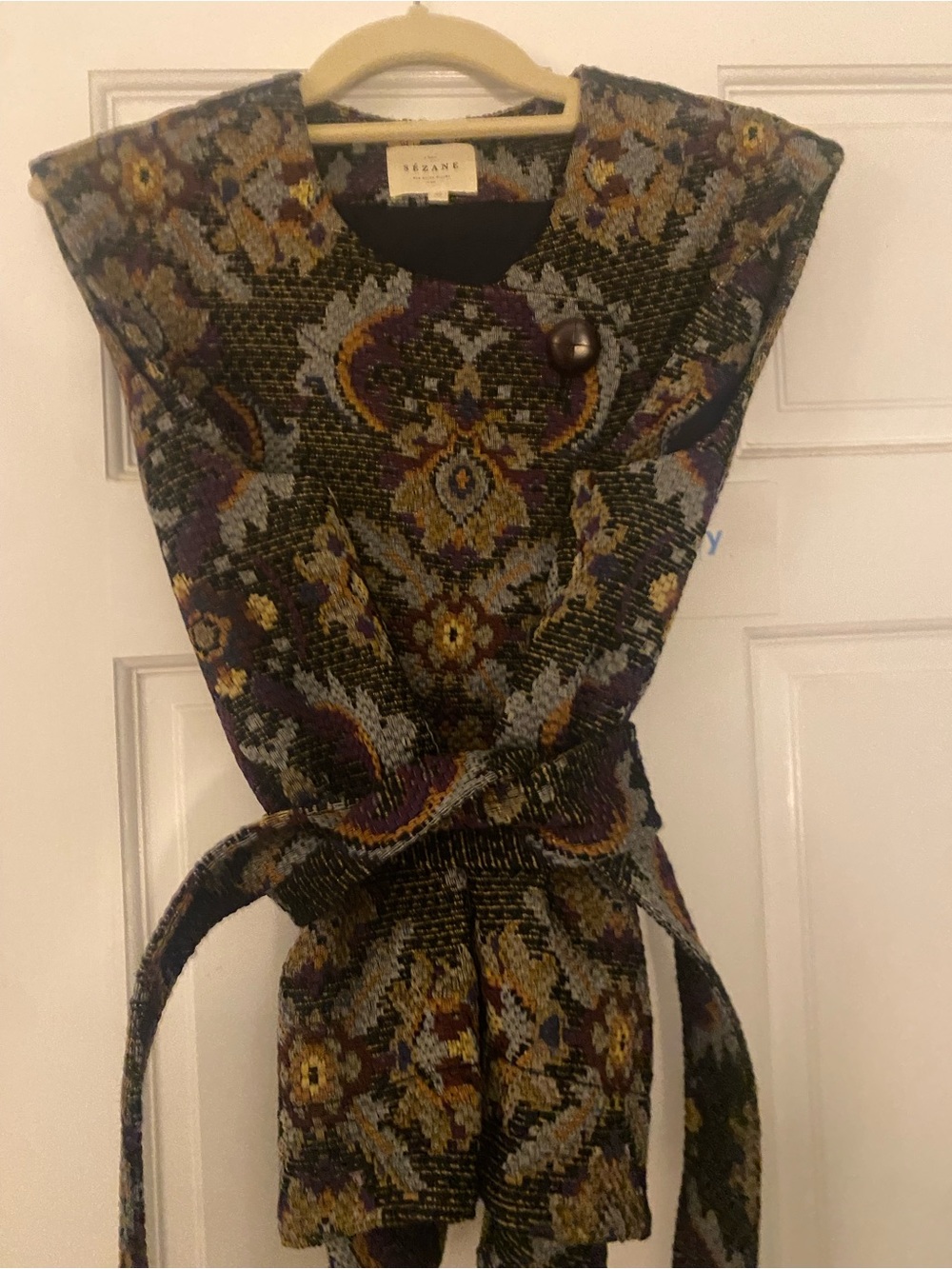 Sézane Sébastine Jacket in the Jacquard Royal print